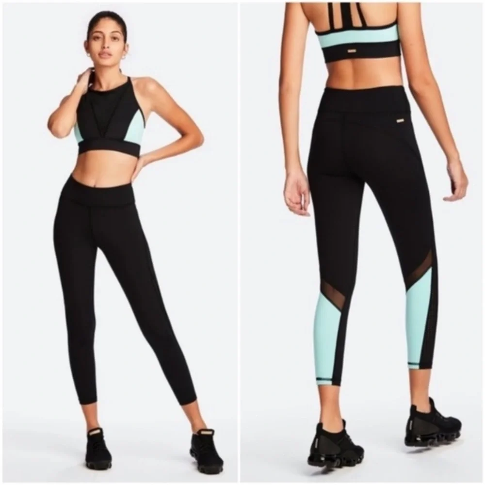 ALALA Heroine Tight Black And Aruba Blue 7/8 Leggings Size Small - Picture 1 of 15